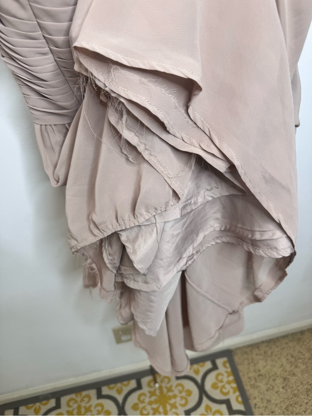 Azazie Alia Taupe A-Line Pleated Chiffon Dress - Picture 7 of 9